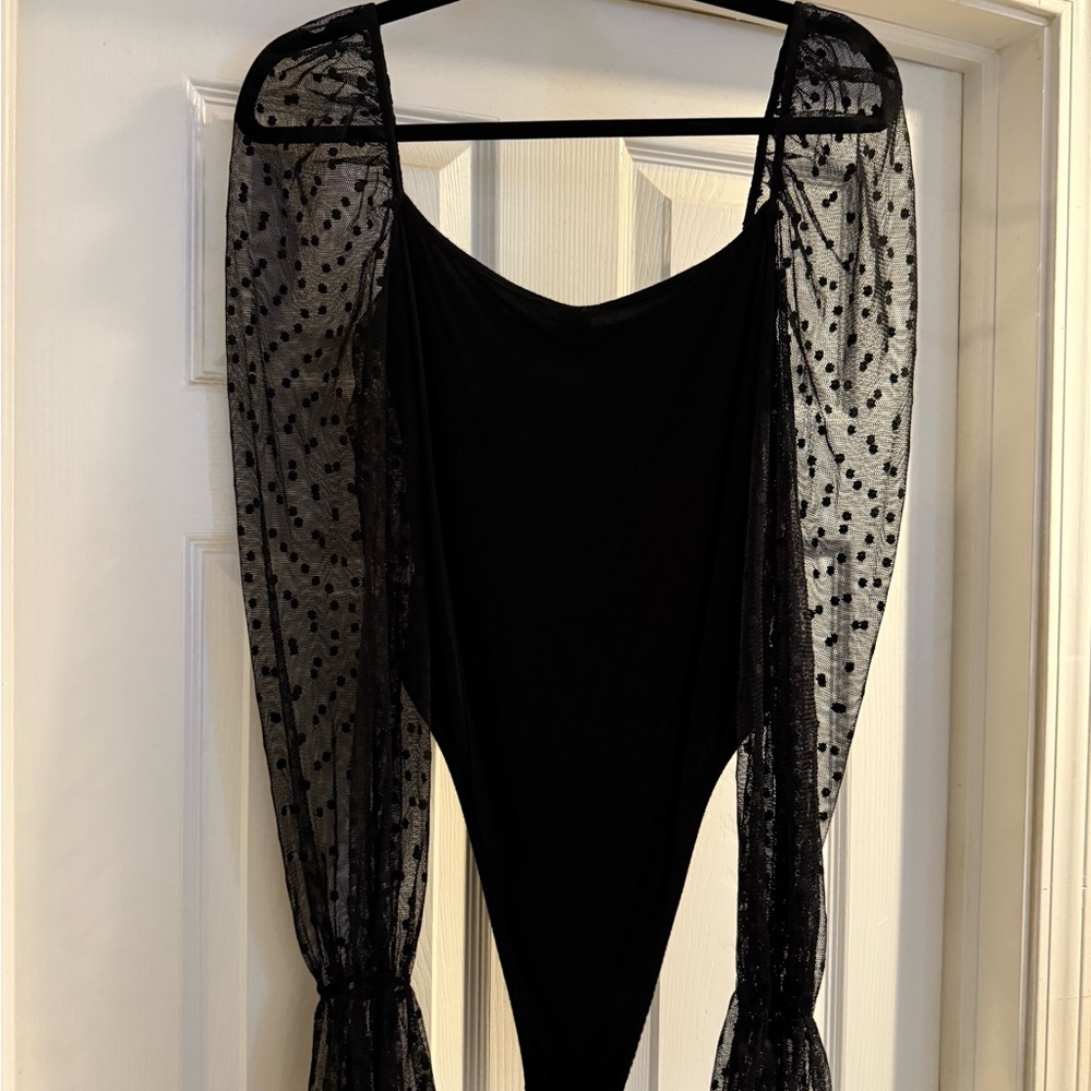 Elegant Black Sheer Sleeve Women's Top